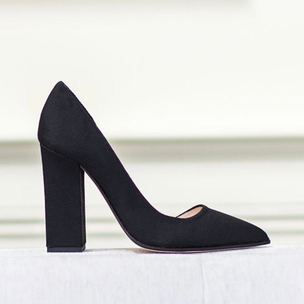 Emerson Fry Made in Italy D'Orsay Block Heel Pointed Toe Pumps Black Size 10.5